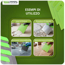 Carica l'immagine nel visualizzatore di Gallery, ToolSpace Set Spatole Giapponesi 4 Pezzi Acciaio Inossidabile Inox 50 80 100 120 mm Stucco Finitura Pareti Carrozzeria B
