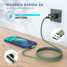 Carica l'immagine nel visualizzatore di Gallery, Cavo iPhone [2 Metri 3Pezzi] Filo Caricatore iPhone Carica Rapida Cavo Lightning USB Angolo Retto Certificato MFi Lungo 