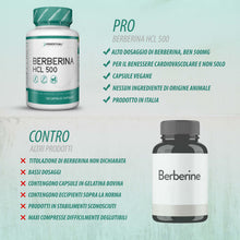 Carica l'immagine nel visualizzatore di Gallery, Berberina | 500 mg HCL - Berberine | 120 Capsule - per 4 Mesi | Regolazione Glicemia - Supporto al Colesterolo e Metabol