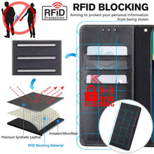 Carica l'immagine nel visualizzatore di Gallery, XINYEXIN Cover per Motorola Moto E13, Custodia Pelle Portafoglio [Blocco RFID][Slot per Schede][Cavalletto] Antiurto Fol
