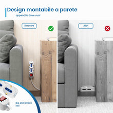 Carica l'immagine nel visualizzatore di Gallery, Ewent Multipresa Ciabatta Elettrica 6 Posti 2 Polivalenti (schuko 10/16A) 4 Bivalenti 10/16A,Spina Italiana 10A,Potenza 