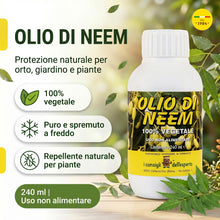 Carica l'immagine nel visualizzatore di Gallery, Olio di Neem Puro per Piante 240 ml Concentrato - Fa 12 Litri al 2%