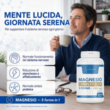 Carica l'immagine nel visualizzatore di Gallery, Magnesio Complex Plus 240 Compresse 5 Forme 450mg | Magnesio Bisglicinato Citrato Malato Pidolato | Magnesio Completo | 