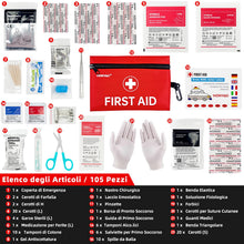 Carica l'immagine nel visualizzatore di Gallery, HONYAO Mini Kit Pronto Soccorso 105 Pezzi, Kit di Primo Soccorso per Trekking Viaggio Montagna Auto Moto Casa, Rosso