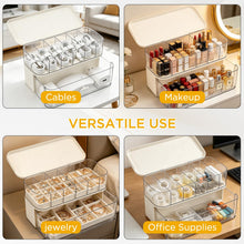 Carica l'immagine nel visualizzatore di Gallery, AiQInu 2 Pezzi Organizzatore Cavi, con Coperchio e 6 Scomparti, Porta Cavi per USB, Caricabatterie e Accessori, per Casa