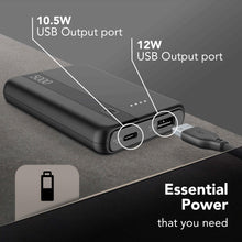 Carica l'immagine nel visualizzatore di Gallery, Cellularline Power Bank 5000 mAh con USB-C In/Out + 2 Porte USB-A - Ricarica Multipla e LED Indicatore - Nero