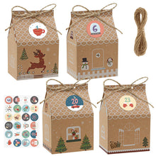 Carica l'immagine nel visualizzatore di Gallery, Kesote Calendario Avvento Fai da Te, 24 Calendario Avvento da Riempire, Scatole Natalizie con 4 Diversi Disegni Scatole Regalo Natale