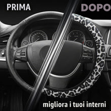 Carica l'immagine nel visualizzatore di Gallery, Coprivolante Auto Universale 38cm Leopardato Grigio, Protezione Volante Antiscivolo e Traspirante, Accessori Interni Aut