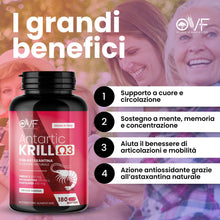 Carica l'immagine nel visualizzatore di Gallery, OVF Olio di Krill Antartico 180 Capsule Molli Softgel con Omega 3 Astaxantina e Fosfolipidi EPA DHA Naturali Omega 3 Kri