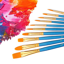 Carica l'immagine nel visualizzatore di Gallery, Amazon Basics Set di pennelli per dipingere, 10 diverse misure, per artisti, adulti e bambini, Confezione singola, Blu