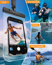 Carica l'immagine nel visualizzatore di Gallery, Custodia Impermeabile Smartphone 2 Pezzi, IPX8 Tocco Sensibile Borsa Impermeabile con cordino, Cover Subacquea per iPhon