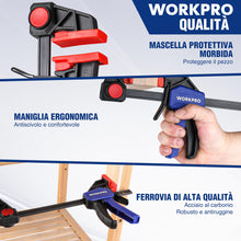Carica l'immagine nel visualizzatore di Gallery, WORKPRO Set di Morsettottotti da Falegname a 4 Pezzi 120mm/150mm