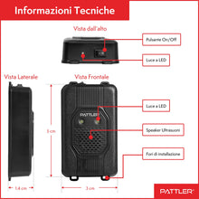 Carica l'immagine nel visualizzatore di Gallery, PATTLER Dissuasore Anti Martora per Auto con Luce - Alimentazione con Batteria Auto 12V, Batteria AA o USB - Protezione 
