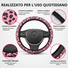 Carica l'immagine nel visualizzatore di Gallery, Coprivolante Auto Universale 38cm Rosa, Protezione Volante Antiscivolo e Traspirante in Microfibra Elastica, Accessori I