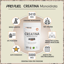 Carica l'immagine nel visualizzatore di Gallery, Creatina monoidrata polvere 1kg / 1000g micronizzata ad alto dosaggio, pura senza additivi, 100% vegana