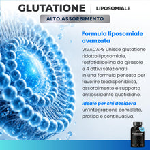 Carica l'immagine nel visualizzatore di Gallery, VIVACAPS Glutatione liposomiale 250mg alto dosaggio 90cps 1 al giorno
