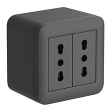 Carica l'immagine nel visualizzatore di Gallery, Electraline 60479 contenitore da superficie FIXA con due prese bivalenti (10/16A), Nero, IP40, compatibile per installaz