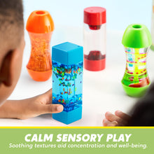Carica l'immagine nel visualizzatore di Gallery, JOYIN Tubi Sensoriali Fidget, Set da 4 Pezzi, Giocattoli Sensoriali con Movimento Liquido, Gocce Rosa, Vulcano Rosso, Sa