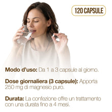 Carica l'immagine nel visualizzatore di Gallery, Magnesio Bisglicinato 120 Capsule con Vitamine B1, B5, B6 per Stanchezza