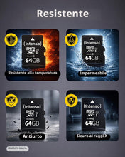 Carica l'immagine nel visualizzatore di Gallery, Intenso Premium Scheda di Memoria microSDXC da 64 GB Class 10 UHS-I (con Adattatore SD), Nero