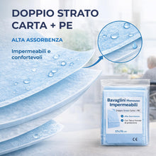 Carica l'immagine nel visualizzatore di Gallery, Bavaglini monouso impermeabili - Bavaglio monouso per adulti | 2 Veli Carta 18 gsm + PE 10 gsm | Bavaglini Alta Assorben