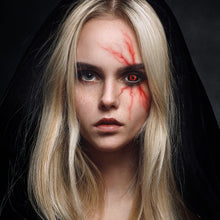 Carica l'immagine nel visualizzatore di Gallery, Meralens Lenti a Contatto Colorate Rosso 'Ghoul' Lenses - con porta lenti a contatto - ideali per Manga Anime Halloween 