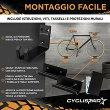 Carica l'immagine nel visualizzatore di Gallery, Supporto Da Parete Per Bicicletta Fino A 40 Kg, Robusto Supporto Da Parete Per Mountain Bike, Bici Da Strada, E-Bike, Co