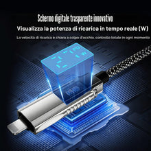 Carica l'immagine nel visualizzatore di Gallery, Multi Cavo di Ricarica,65W 4 in 1 Cavo Ricarica Rapidacavo Multi con Display Digitale Luce LED RGB Micro USB Tipo C Ligh