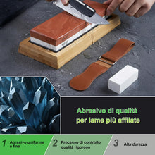 Carica l'immagine nel visualizzatore di Gallery, Pietra Affilacoltelli Giapponese 8-in-1 – Set 400/1000 &amp; 3000/8000 per Affilare Coltelli, Supporto Antiscivolo in Bambù,