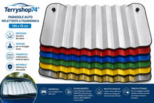 Carica l'immagine nel visualizzatore di Gallery, Terryshop74® Parasole Auto Anteriore Riflettente 140 x 70 cm – Protezione dal Sole e dal Calore – Pieghevole a Fisarmoni