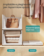 Carica l'immagine nel visualizzatore di Gallery, SONGMICS Set di 3 Organizer per Armadio Pieghevole, Cesti Impilabili
