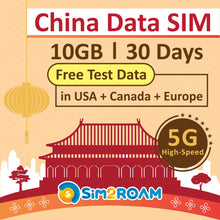 Carica l'immagine nel visualizzatore di Gallery, Simulazione dati Cina 30 giorni | Cina continentale e Macao | Dati Internet ad alta velocità 10 GB 5G/4G | Dati di test 
