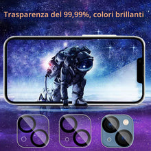 Carica l'immagine nel visualizzatore di Gallery, Ferilinso [6-in-1] Pellicola Vetro Temperato per iPhone 14 &amp; iPhone 13 Accessori 3 Pezzi Protezione Fotocamera 6,1 polli