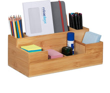Carica l'immagine nel visualizzatore di Gallery, Relaxdays Organizer da Scrivania, 7 Scomparti, Portaoggetti in Bambù, Ufficio, Cucina, Bagno, HLP: 11x30x15 cm, Naturale