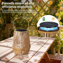 Carica l'immagine nel visualizzatore di Gallery, Set da 2 Lanterne Solari da Esterno in Rattan, Sospese o da Terra, LED Impermeabili con Accensione/Spegnimento Automatic