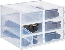 Carica l'immagine nel visualizzatore di Gallery, Relaxdays Set 6 Scatole per Scarpe e Stivali fino N. 44,5, Box Organizer Impilabili e Pieghevoli, Plastica, Trasparente