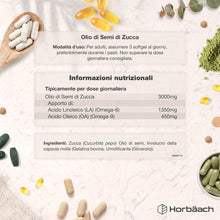 Carica l'immagine nel visualizzatore di Gallery, Olio di Semi di Zucca Capsule 3000 mg - Pumpkin Seed Oil Integratore