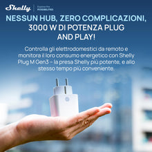 Carica l'immagine nel visualizzatore di Gallery, Shelly Plug M Gen3 Bianco - Presa Intelligente Wi-Fi &amp; Matter (Tipo F), Misurazione Consumi, 13A, 3000W, Nessun Hub Rich