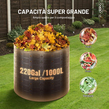 Carica l'immagine nel visualizzatore di Gallery, VEVOR Compostiere da Giardino 1000L ca. Contenitore per Compost da Esterni in HDPE Espandibile Diametro 106,68 cm Grande