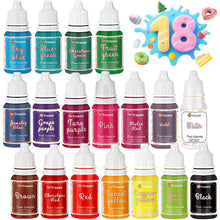 Carica l'immagine nel visualizzatore di Gallery, Coloranti Alimentari a 18 Colori x 10ML,Colorante Alimentare Vívido Concentrati Liquido per Decorare Torte,Cucinare,Glas