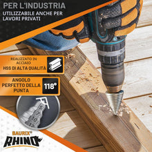 Carica l'immagine nel visualizzatore di Gallery, BAURIX® Punta a Gradino HSS Ø 5-35 mm – Metallo, Legno e Plastica
