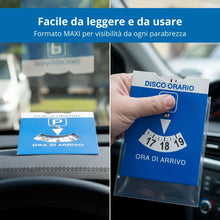 Carica l'immagine nel visualizzatore di Gallery, 2 Pezzi Disco Orario Auto | Formato Grande 11.5x15 cm con Busta PVC Trasparente | Parchimetro Disco Orario Omologato Ita