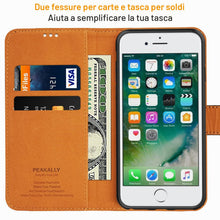 Carica l'immagine nel visualizzatore di Gallery, Peakally Cover per iPhone SE 2022 5G/SE 2020/6/6S/7/8, Flip Caso in PU Pelle Premium Portafoglio Custodia per iPhone SE 