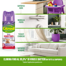 Carica l'immagine nel visualizzatore di Gallery, Citrosil Disinfettante Spray Superfici e Tessuti, essenze di lavanda, 300ml