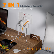 Carica l'immagine nel visualizzatore di Gallery, TESSAN Adattatore Presa Inglese con 2 USB C e 2 USB A, 7 in 1 Adattatore UK