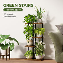 Carica l'immagine nel visualizzatore di Gallery, Bamworld Porta Piante da Interno ed Esterno per Balcone – Fioriera Verticale in Metallo e Legno con 4 Ripiani – Disponib