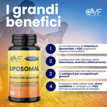 Carica l'immagine nel visualizzatore di Gallery, OVF Vitamina C Liposomiale 1000mg 60 Capsule Vegana Alto Dosaggio Formula con Vitamina C 1000mg + 5mg PQQ per Cps per Ma