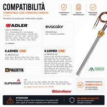 Carica l'immagine nel visualizzatore di Gallery, Candeletta Stufa Pellet, 280 Watts, 140/150 mm ∅ 9.9, Filettatura 3/8