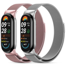 Carica l'immagine nel visualizzatore di Gallery, 2 Pezzi Metallo Cinturini Compatibile con xiaomi mi band 8/xiaomi smart band 10/9 Cinturino Donna,Cinturino Maglia Regol