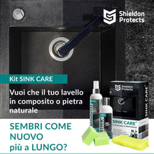 Carica l'immagine nel visualizzatore di Gallery, Shieldon Protects Set di 2 Detergente (250ml) e impregnante (200ml) per lavello - Granito, Blanco, Silgranit, Fragranite